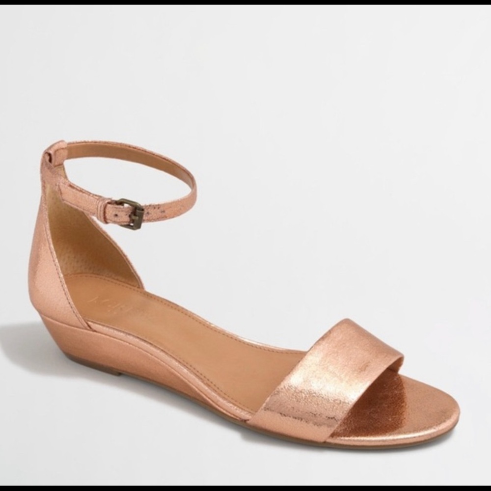J. Crew rose gold sandals size 7.5 in like new condition.
